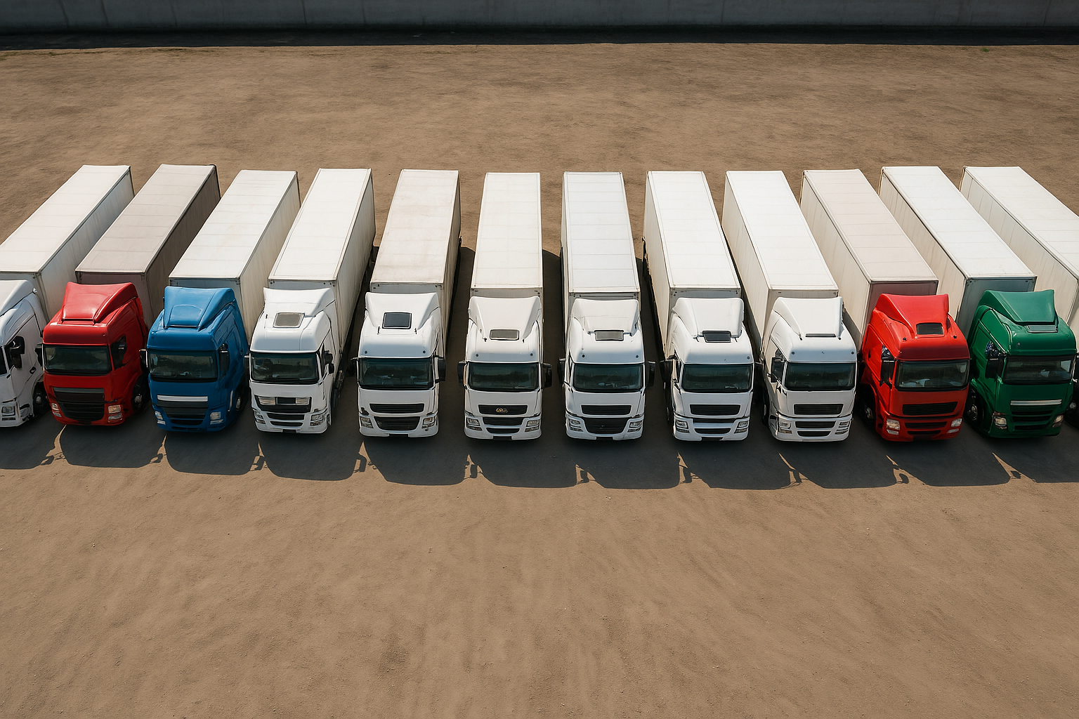 Frota completa de caminhões CCA Transportes